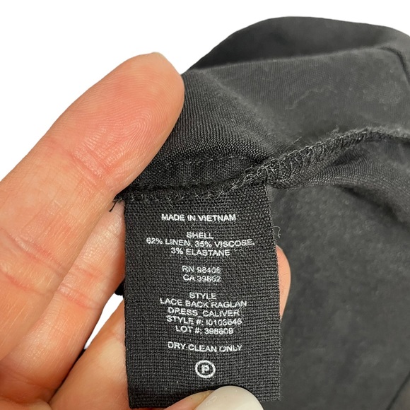 Theory | Linen Lace Back Short Sleeve Mini Dress in Black 4 - Picture 7 of 7